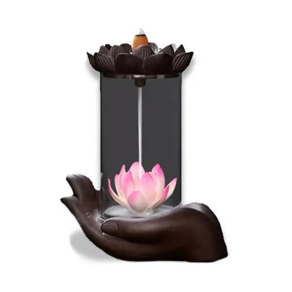 Fontaine à Encens Cascade Fleur de Lotus avec Cloche Protectrice