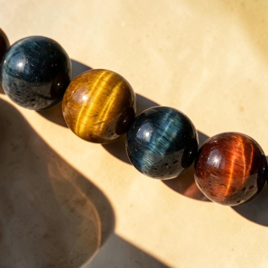 Collier Oeil Multiple en Oeil de Tigre, Oeil de Faucon & Oeil de Taureau