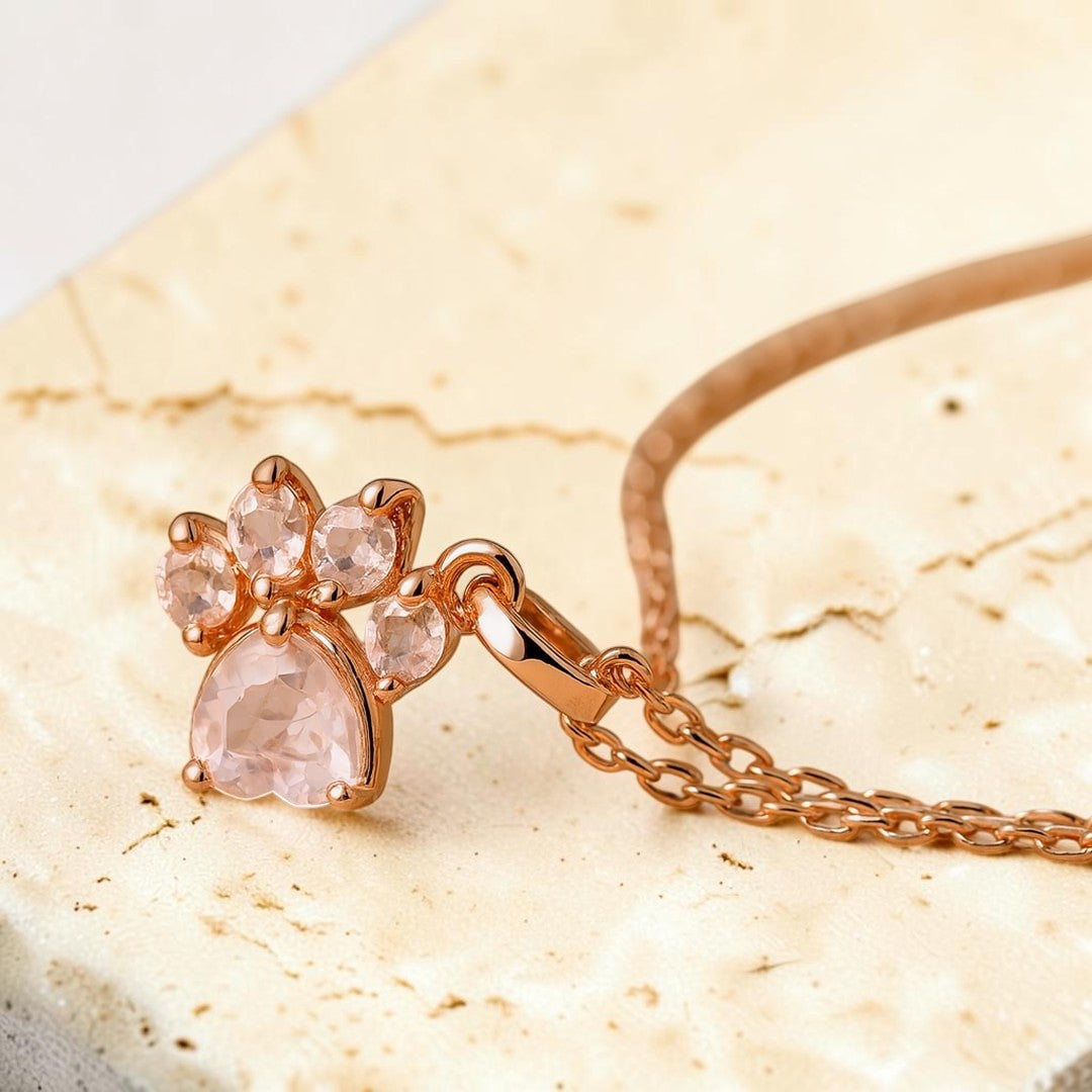 Pendentif Patte d’Amour en Quartz Rose