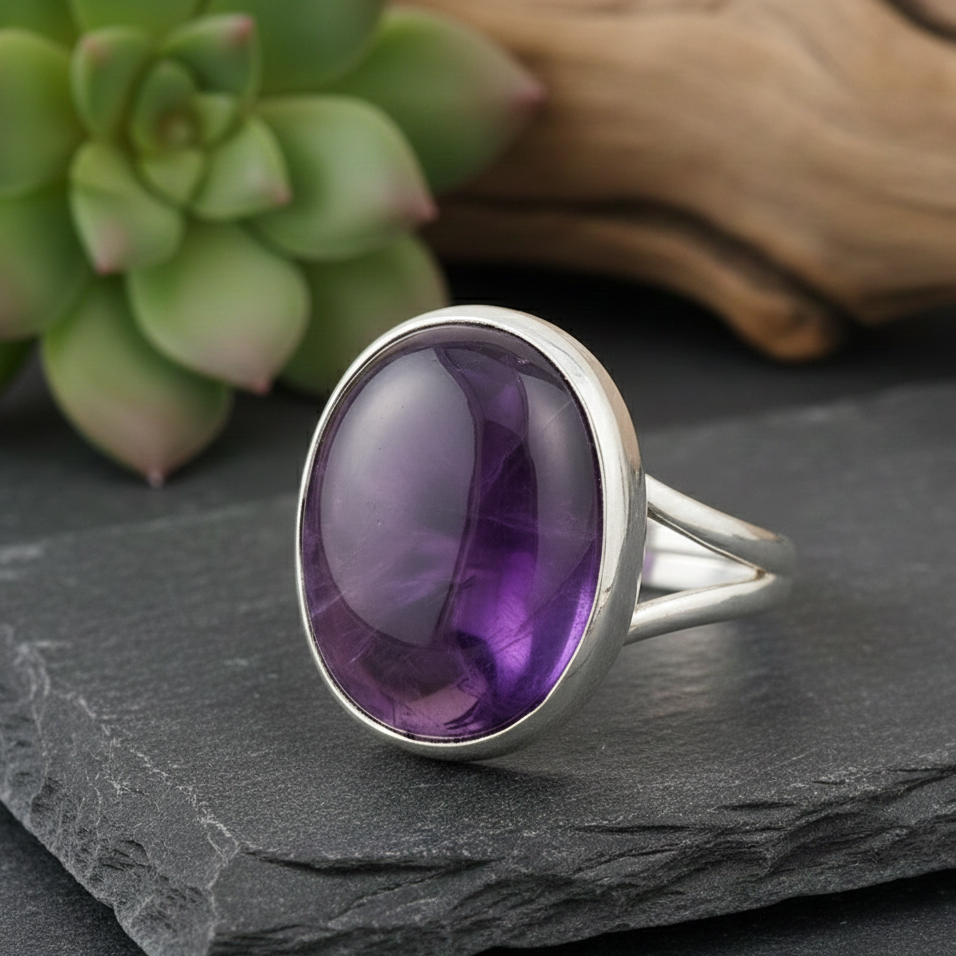Bague “Shanti” en Améthyste – Calme Intérieur & Élégance Apaisante