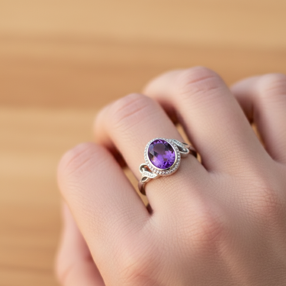 Bague Améthyste “Harmonie Purificatrice” – Bague ajustable