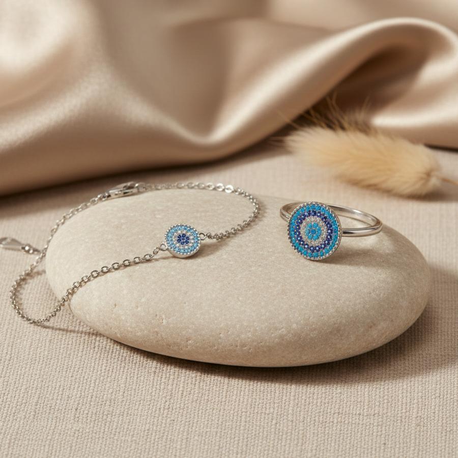 Parure Symbolique Œil Bleu “Nazar” – Élégance & Intention