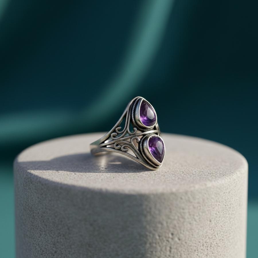 Bague Esprit Intuitif en Améthyste & Argent Sterling 925