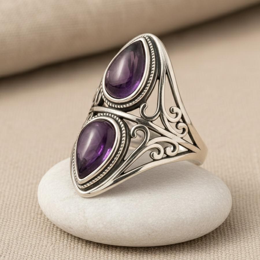 Bague Esprit Intuitif en Améthyste & Argent Sterling 925