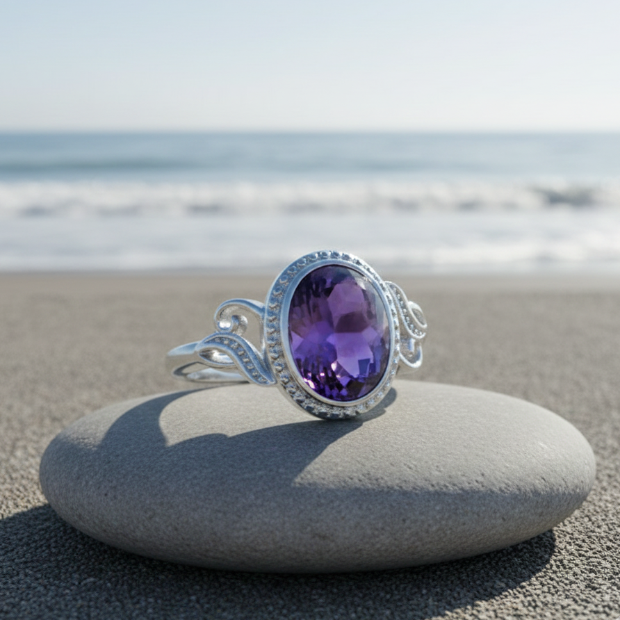 Bague Améthyste “Harmonie Purificatrice” – Bague ajustable