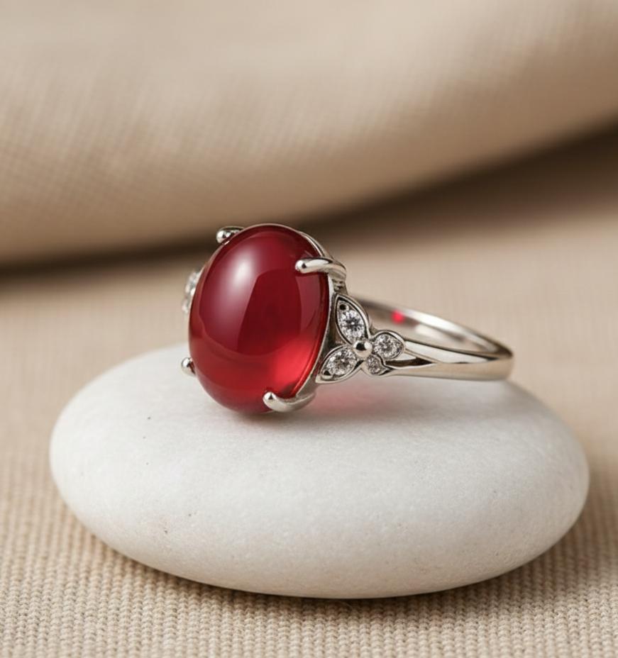 Bague Espoir en Grenat Naturel & Argent Sterling 925