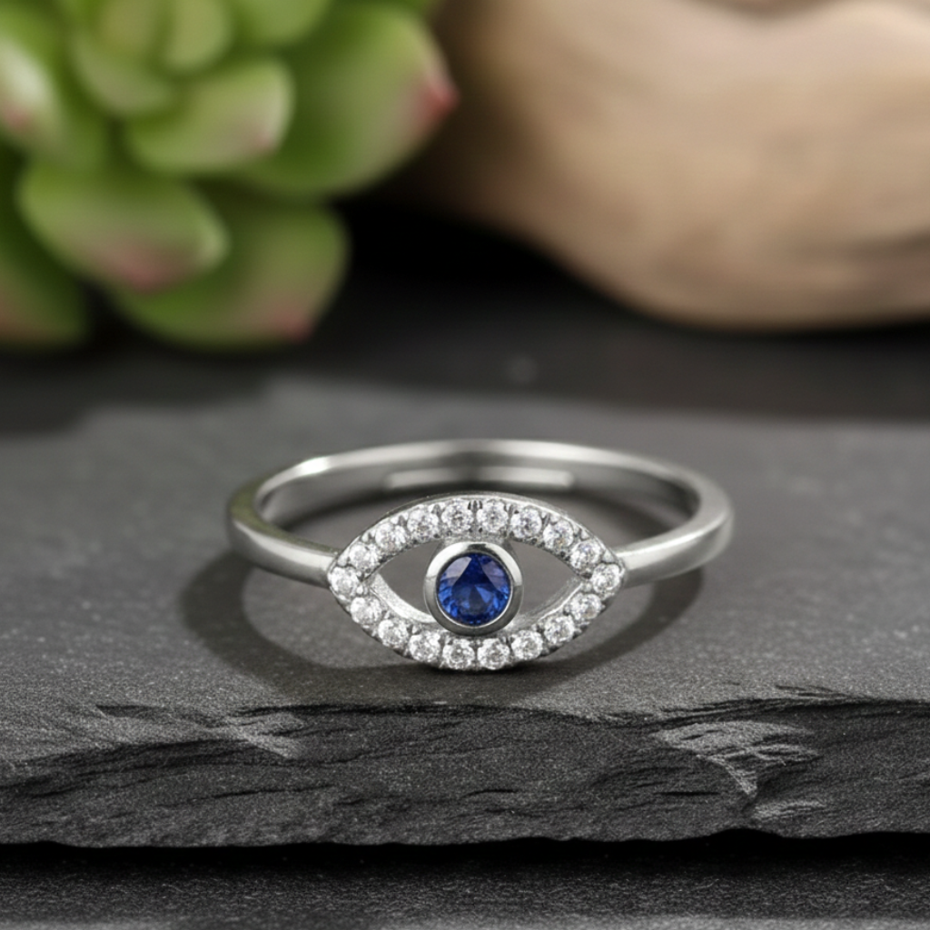Bague “Mauvais Œil” Ajustable – Symbole de Protection & Élégance Lumineuse