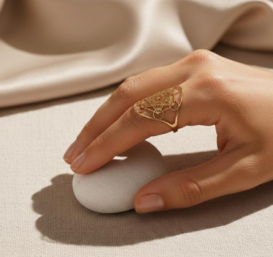 Bague Métatron en Géométrie Sacrée & Métal Finition Argent