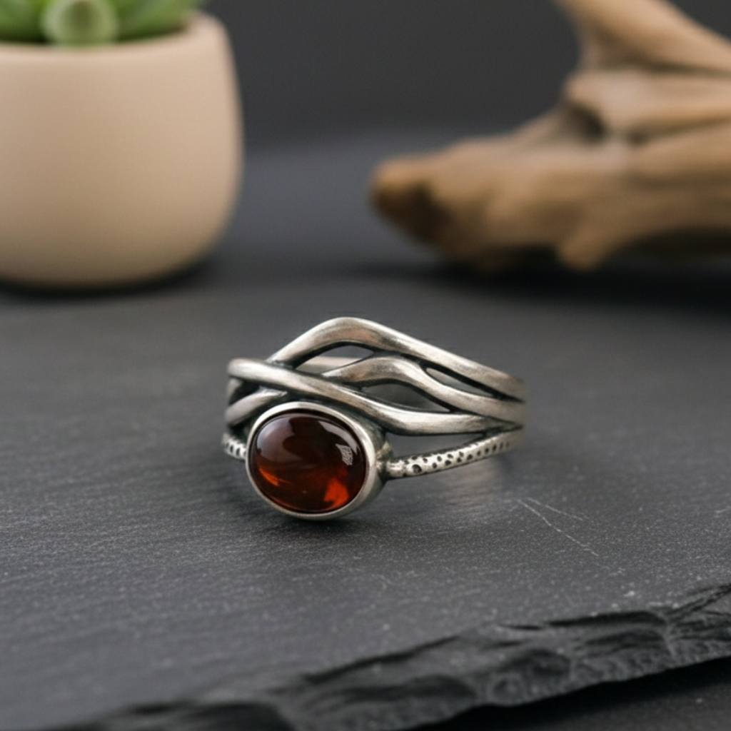 Bague “Prema” en Grenat Orange – Vitalité Symbolique & Élégance Lumineuse