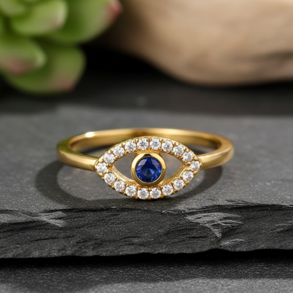 Bague “Mauvais Œil” Ajustable – Symbole de Protection & Élégance Lumineuse