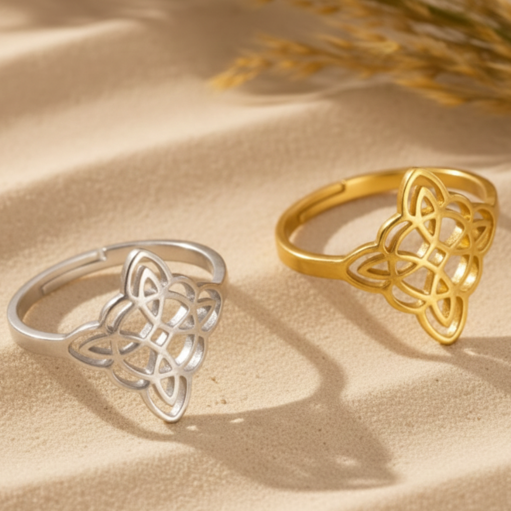 Bague “Protection Éternelle” – Symbole du Nœud de Sorcière – Bague ajustable