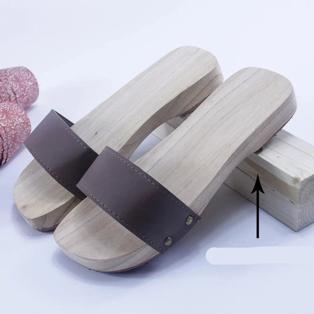 Geta Japonais Traditionnels en Bois & Caoutchouc