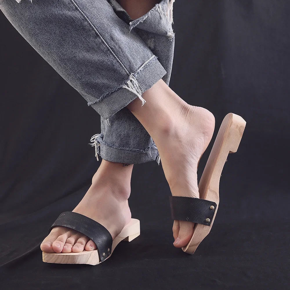 Geta Japonais Traditionnels en Bois & Caoutchouc