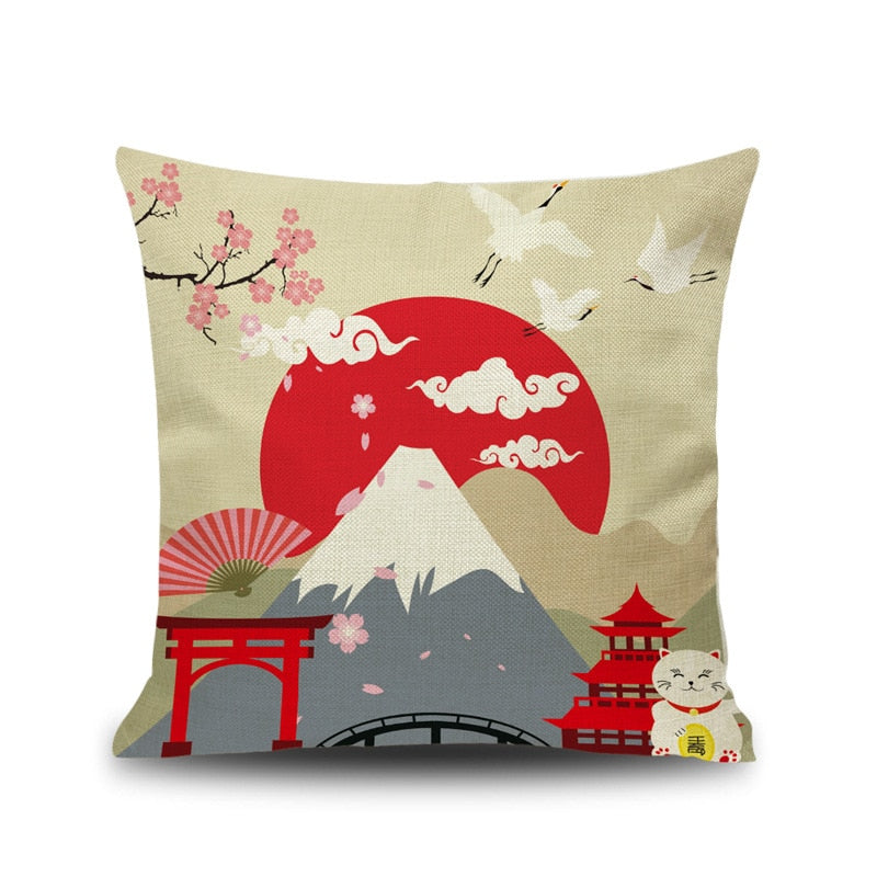 — Housse de Coussin Japonais 45 × 45 cm | Motifs & Symboles Traditionnels