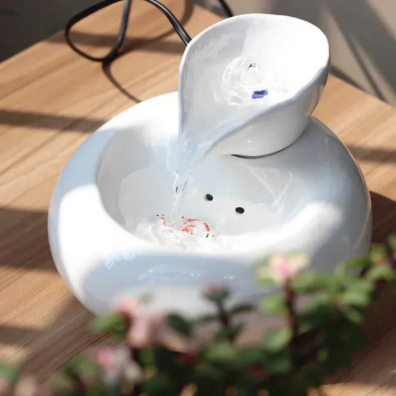 Fontaine Japonaise en Céramique et Argile Violette – Sérénité et Élégance Zen
