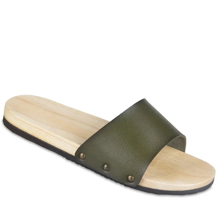 Sabot Geta Moderne en Bois & Cuir PU