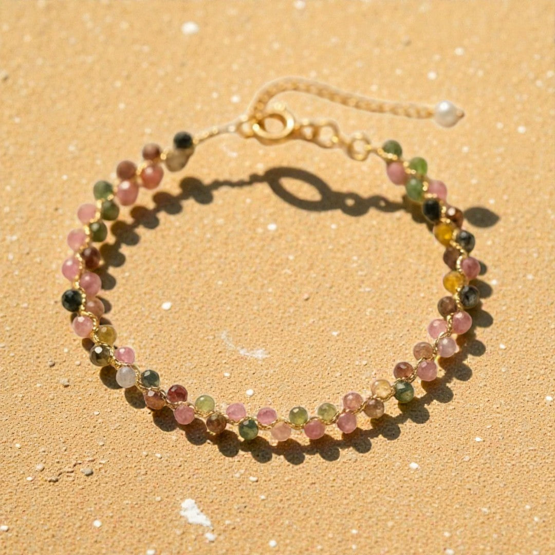Bracelet Élégant en Tourmaline Multicolore