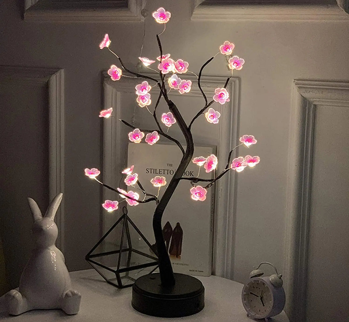 Lampe Japonaise Arbre Sakura à LED, Décoration Lumineuse Zen & Poétique