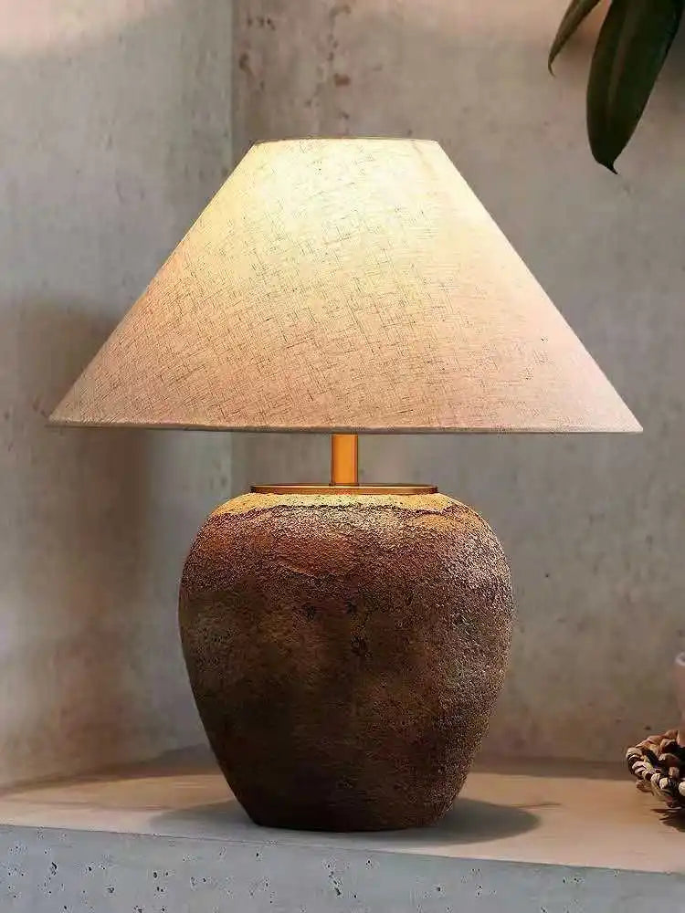Lampe Japonaise en Céramique et Tissu – Lampe Zen Design pour Salon ou Chambre