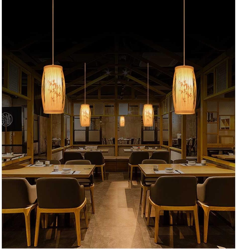 Lampe Suspendue Japonaise Épurée en Bambou