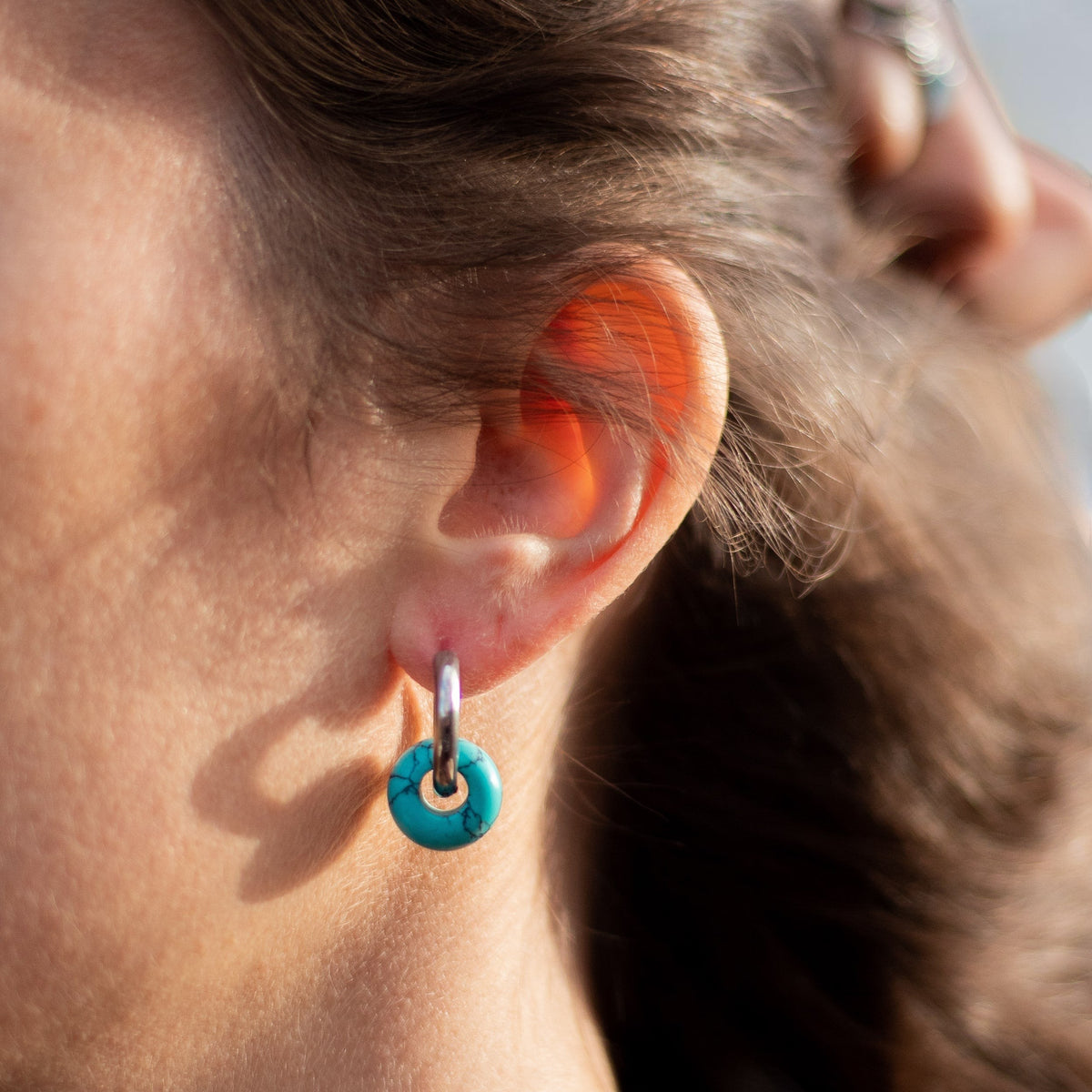 Boucles d'Oreilles Double Créole en Pierres Naturelles
