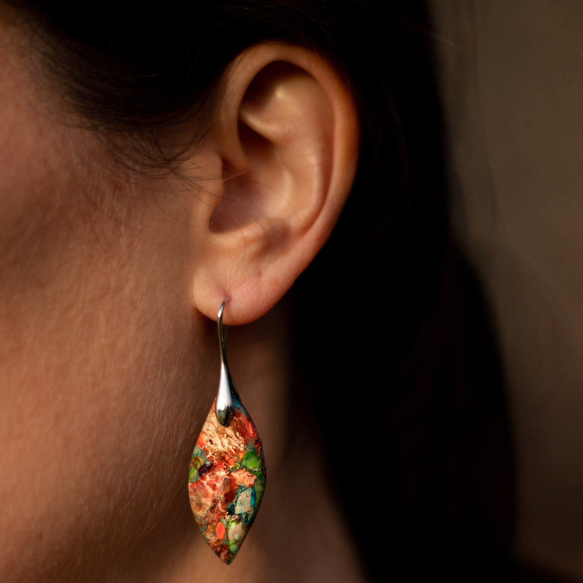 Boucles d'Oreilles Arlequin en Jaspe