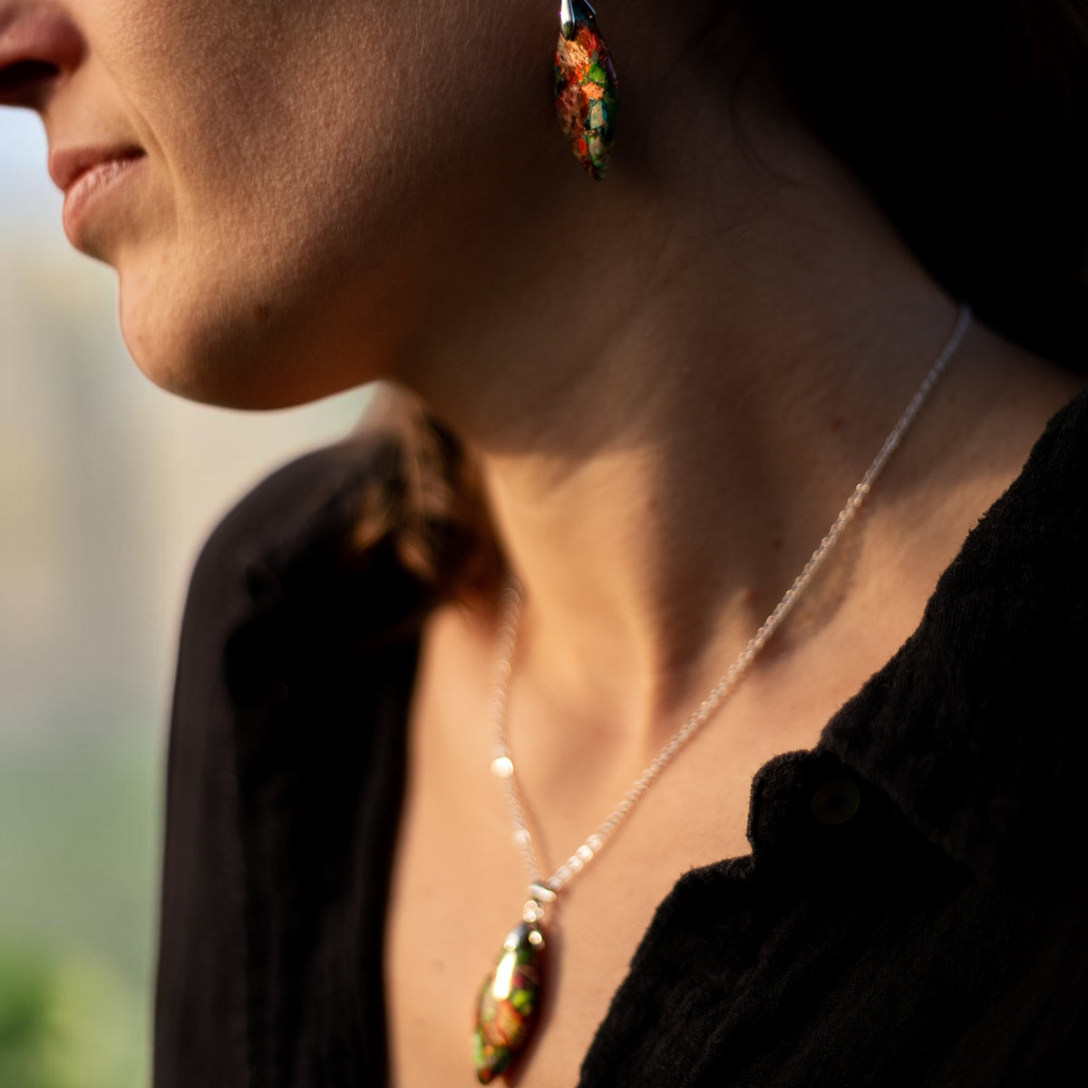 Boucles d'Oreilles Arlequin en Jaspe