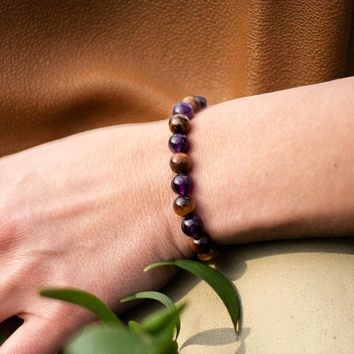 Bracelet Délivrance en Améthyste & Oeil de Tigre
