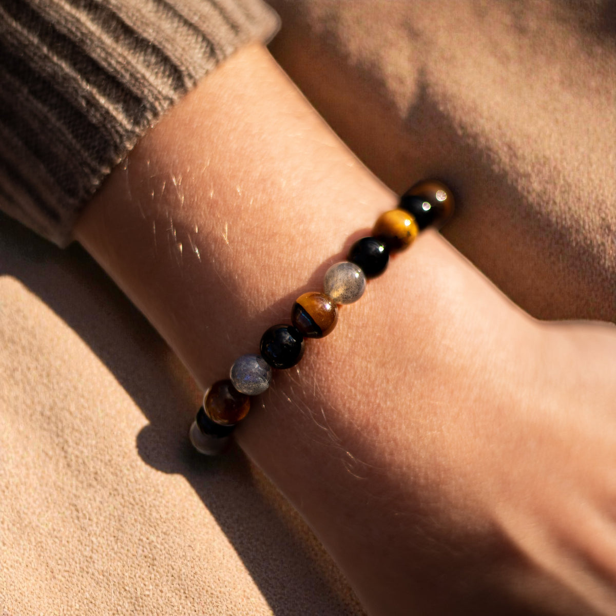 Bracelet Protection Ultime en Tourmaline, Oeil de Tigre & Labradorite