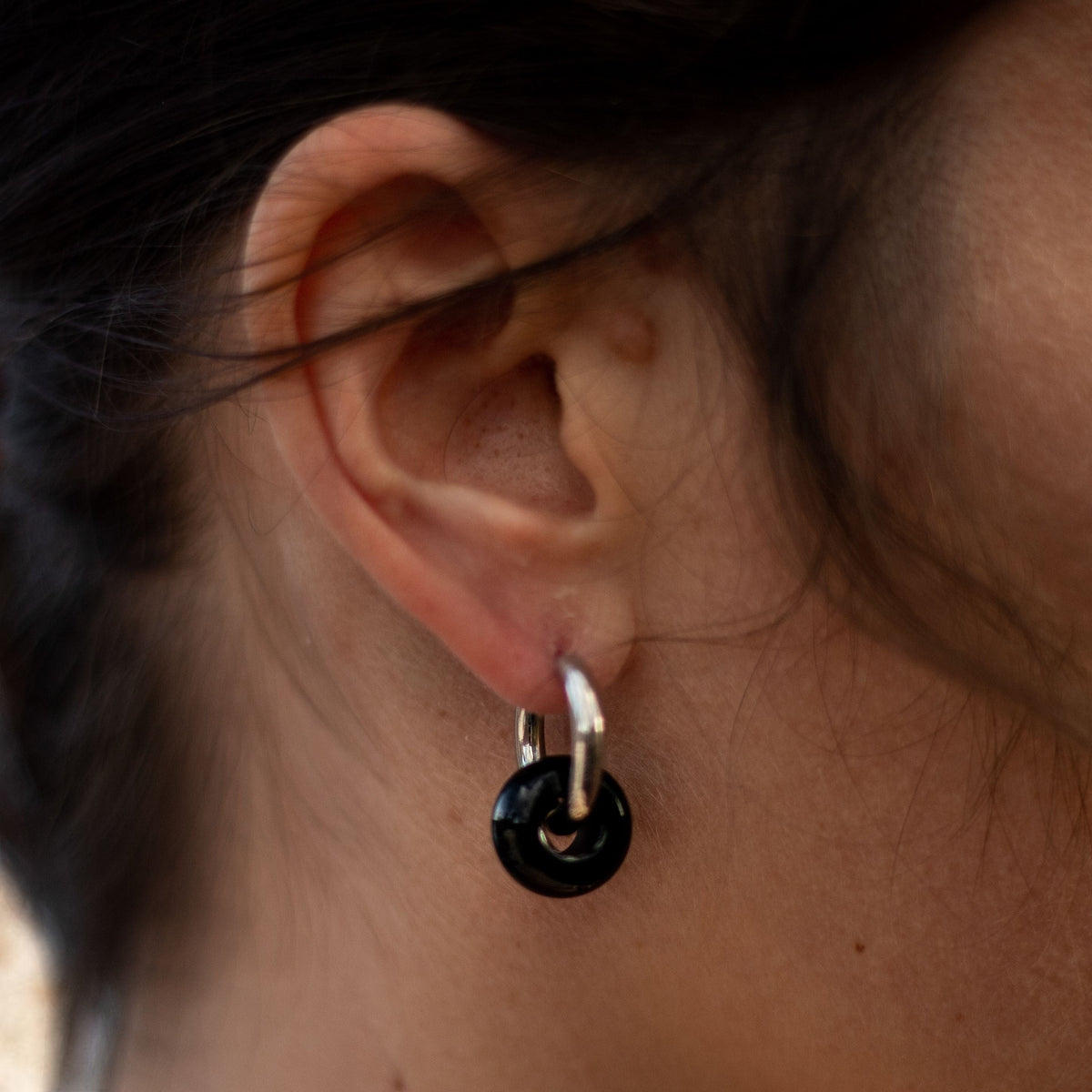Boucles d'Oreilles Double Créole en Pierres Naturelles