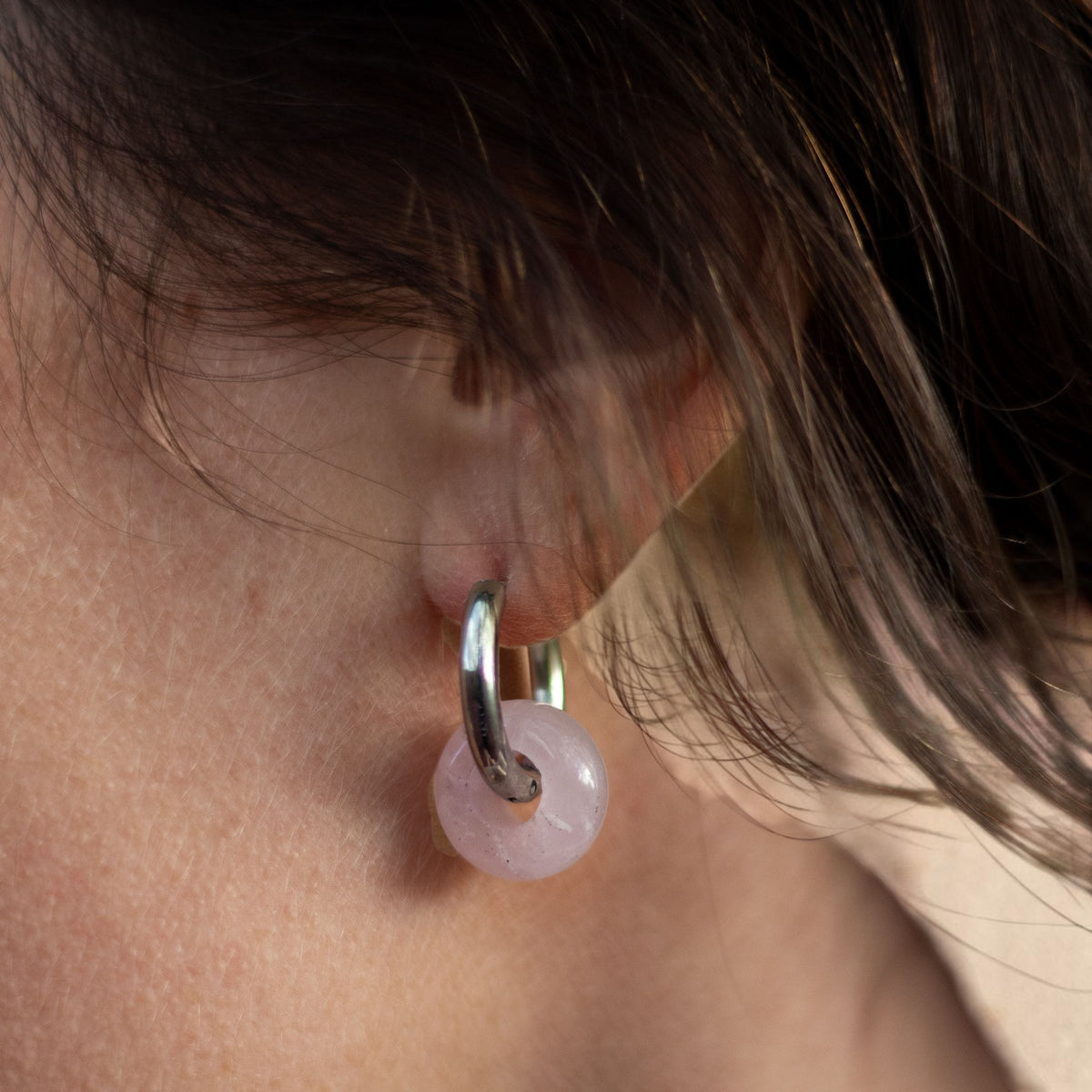 Boucles d'Oreilles Double Créole en Pierres Naturelles