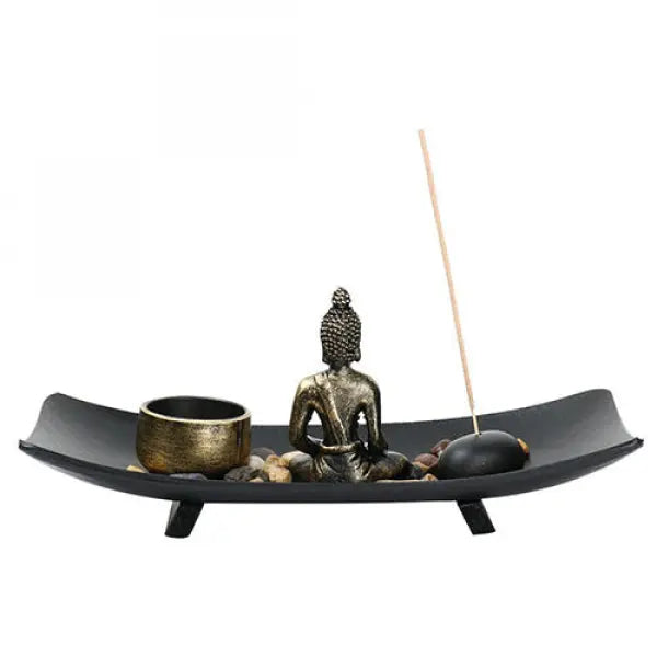 Porte-Encens Zen Bouddha avec Plateau Décoratif