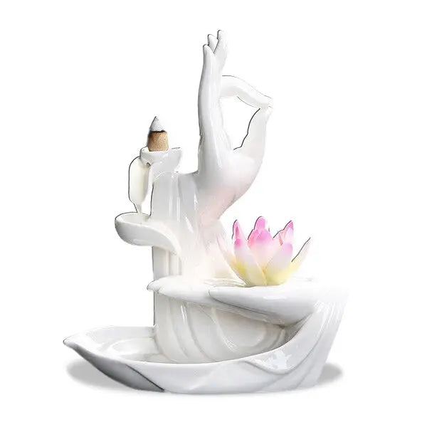 Porte-Encens Cascade Fleur de Lotus & Main Symbolique