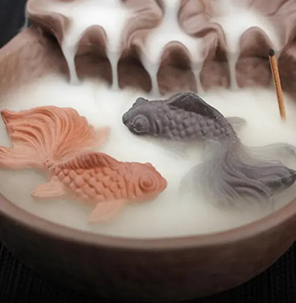 Brûleur d’Encens Japonais Cascade Lotus & Carpes Koï