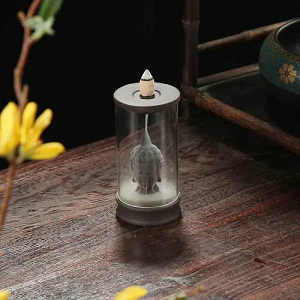 Porte-Encens Bouddhiste Cascade avec Cloche Protectrice