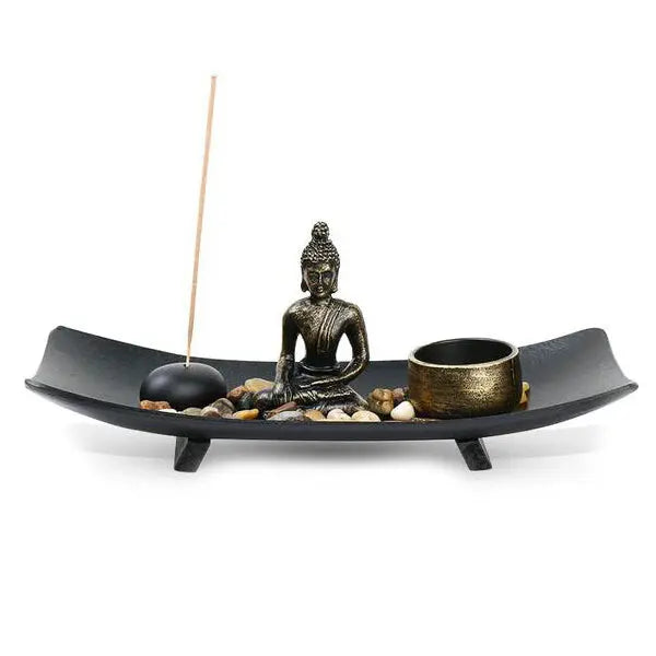 Porte-Encens Zen Bouddha avec Plateau Décoratif