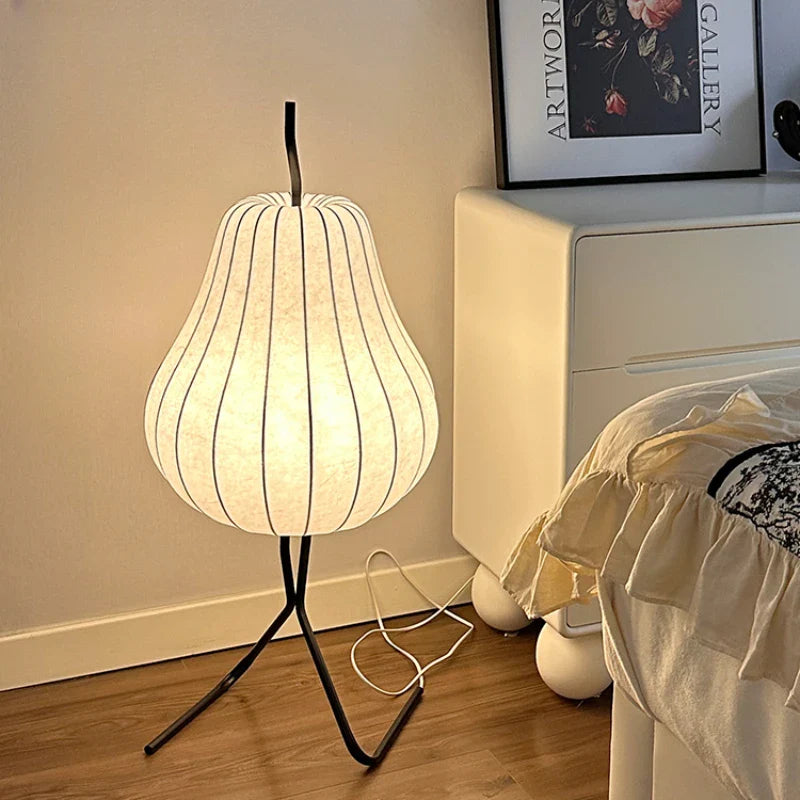 Lampe Design Japonaise Minimaliste en Fer Forgé & Soie, Lumière Zen Apaisante