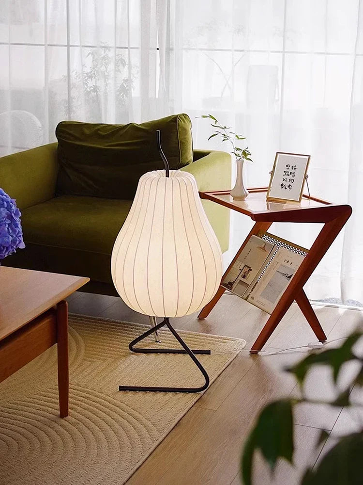 Lampe Design Japonaise Minimaliste en Fer Forgé & Soie, Lumière Zen Apaisante
