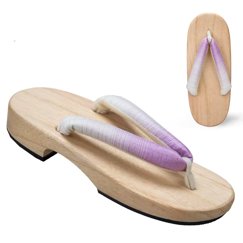 Sandales Geta Dégradées en Bois Naturel & Coton