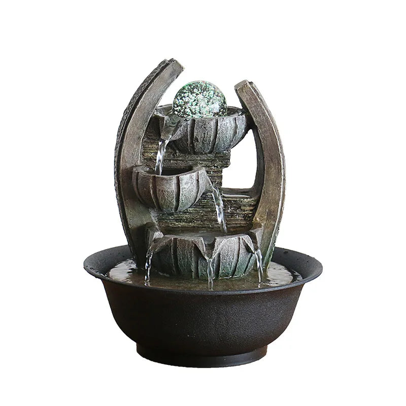 Fontaine à Eau Cascade d’Intérieur Design Boule avec LED et Pompe Silencieuse