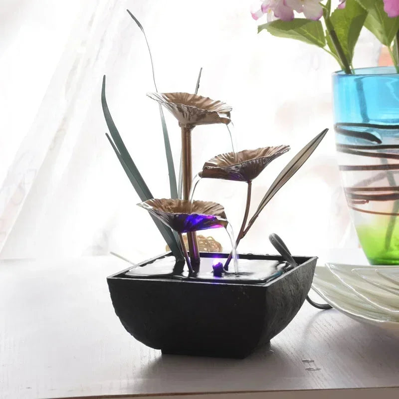 Fontaine Japonaise Feng Shui d’Intérieur avec LED et Pompe Silencieuse