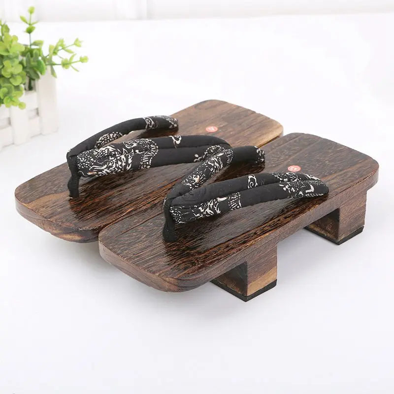 Geta Japonaise Style Oriental en Bois & Tissu