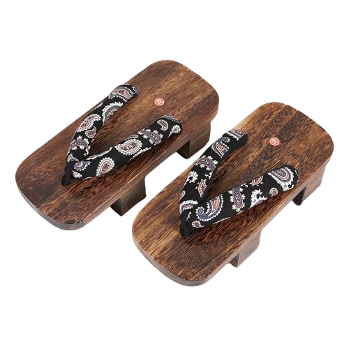Geta Sandales Japonaises Traditionnelles en Bois & Tissu