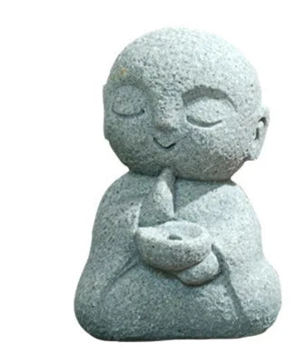 Statue de Moines Japonais en Pierre Décoration Zen Spirituelle