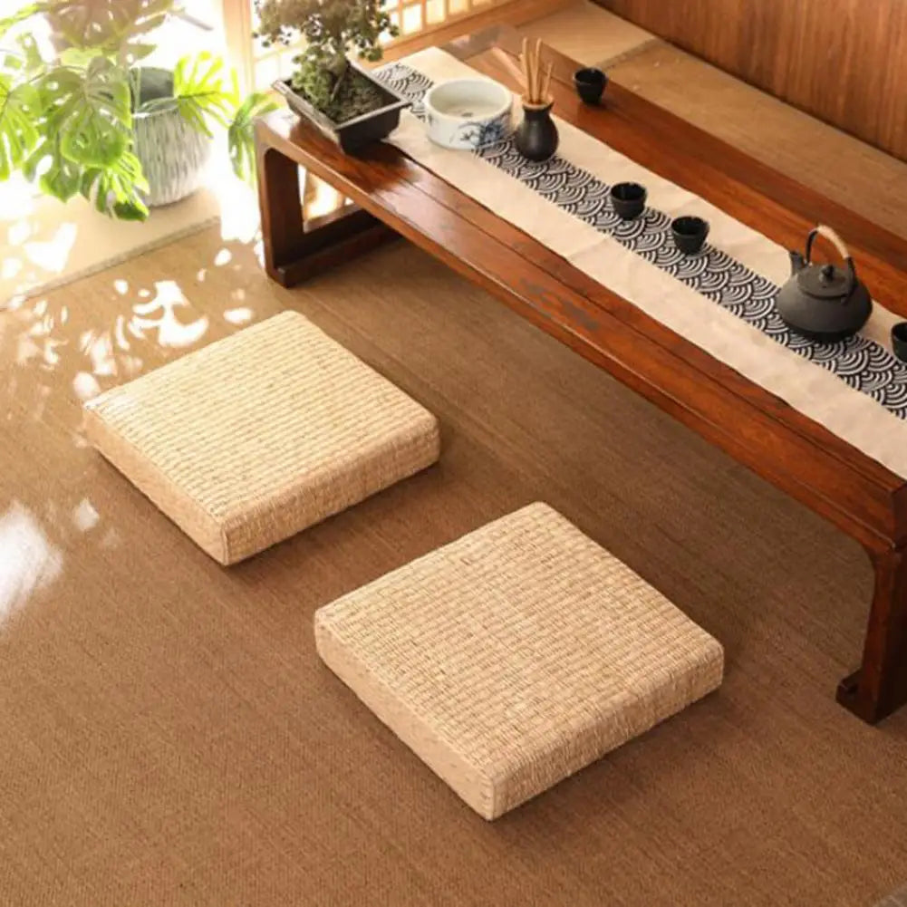 — Coussin Japonais Tatami 40 × 40 cm | Assise Naturelle & Tradition Zen