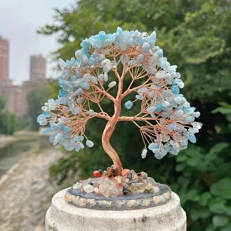 Arbre de Vie en Aigue-Marine décoratif