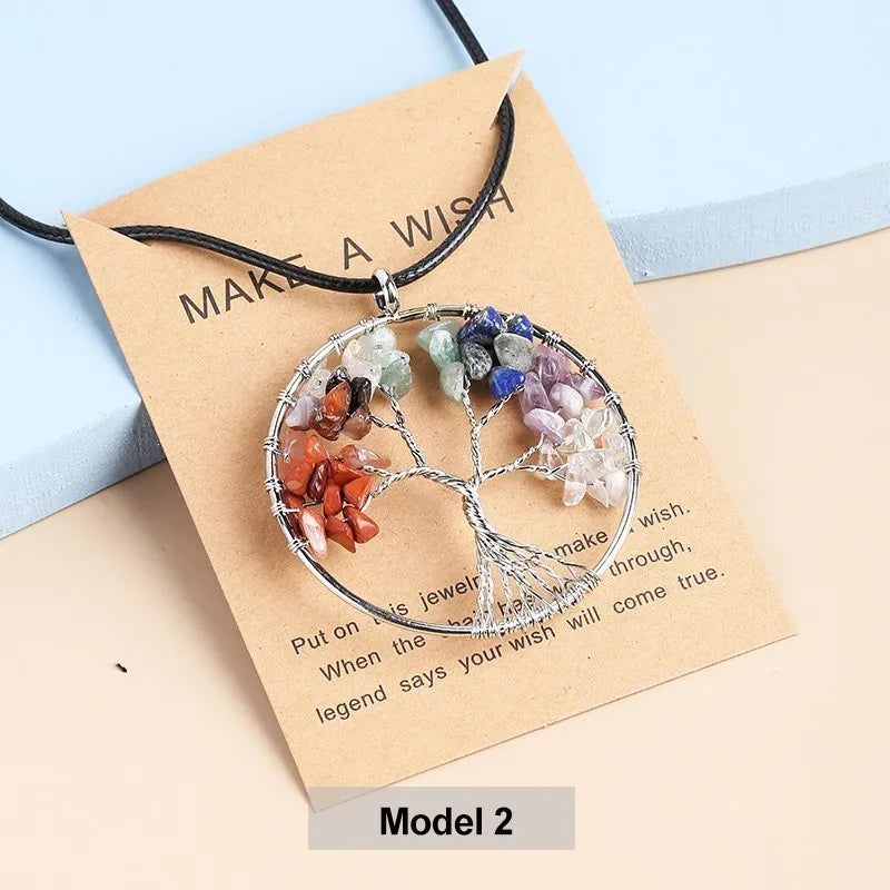 Collier Arbre de Vie en Pierres Naturelles