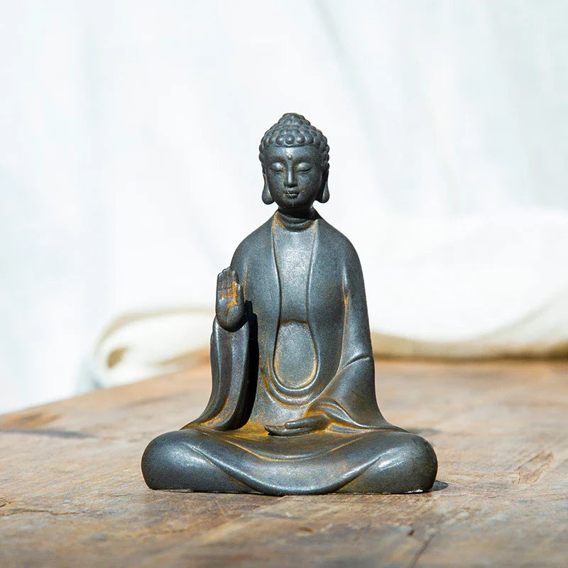 Statue Japonaise en Fonte | Sculpture Zen Décorative Intérieur & Jardin