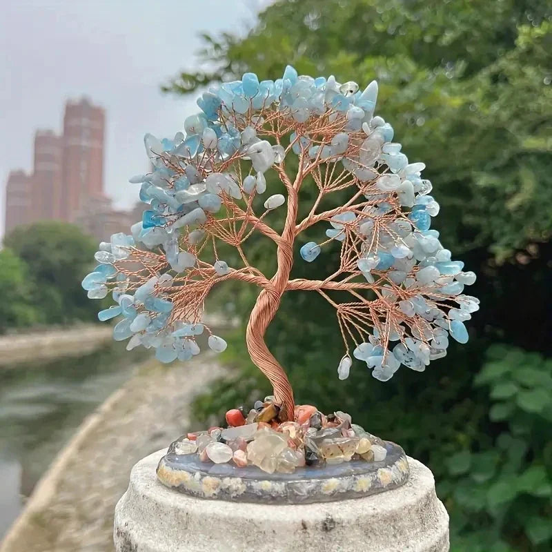 Arbre de Vie en Aigue-Marine décoratif
