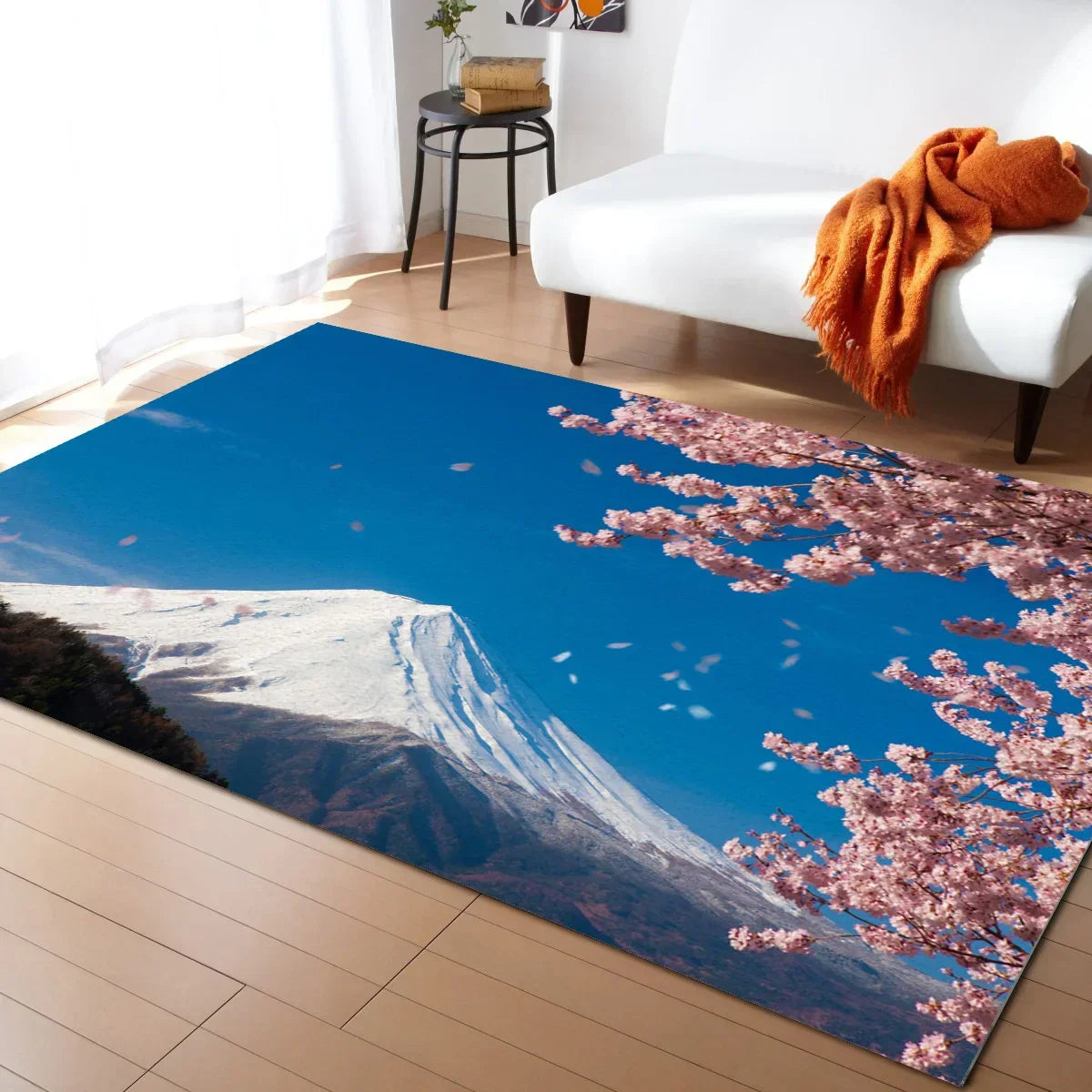 Tapis Japonais Sakura en Velours Cristal Antidérapant